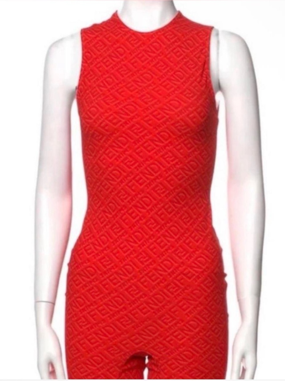 Skims Fendi Red Logo-Embossed Sleeveless Dress - Picture 2 of 4